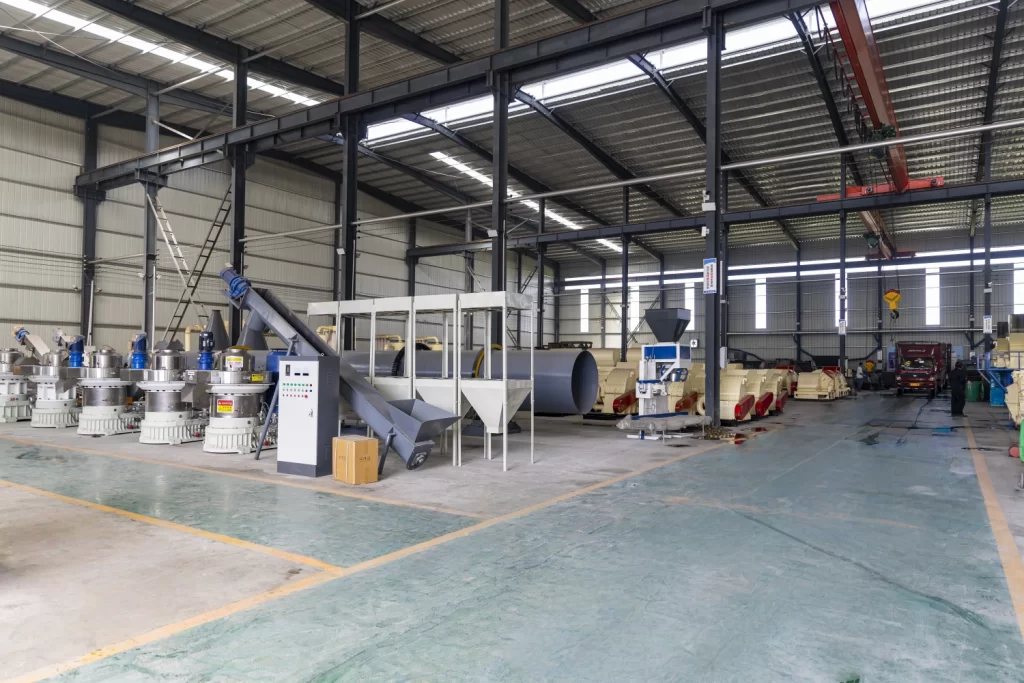 Complete biomass pellet mill production equipment workshop full view of MORETHAN factory