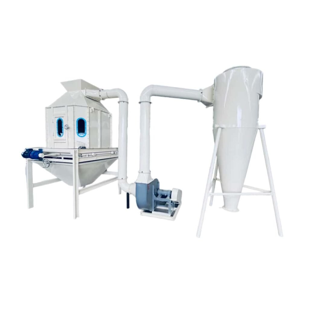 Counter‑flow cooler for biomass pellet production line, cool hot wood pellets