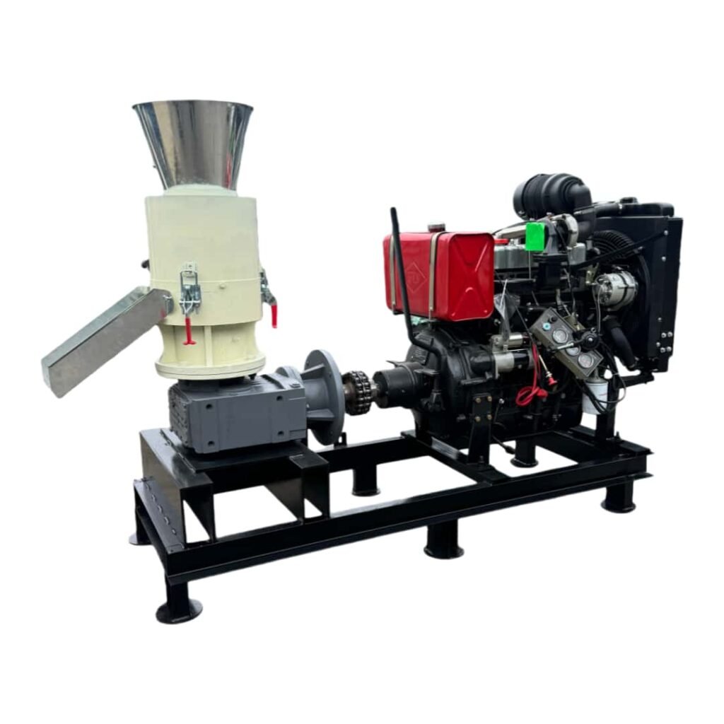 Diesel engine driven flat‑die biomass pellet mill, no electricity needed