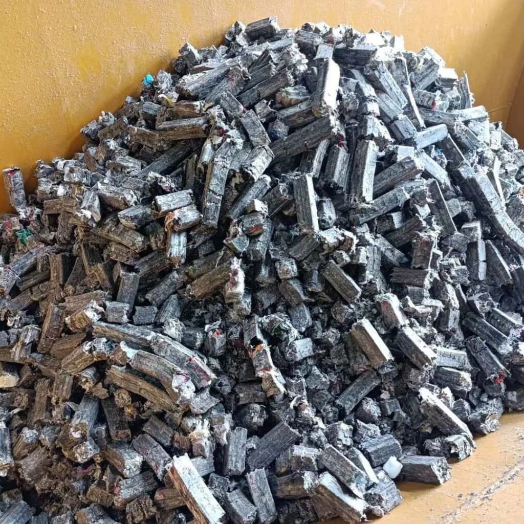 RDF refuse derived fuel briquettes, solid fuel blocks made from municipal combustible waste