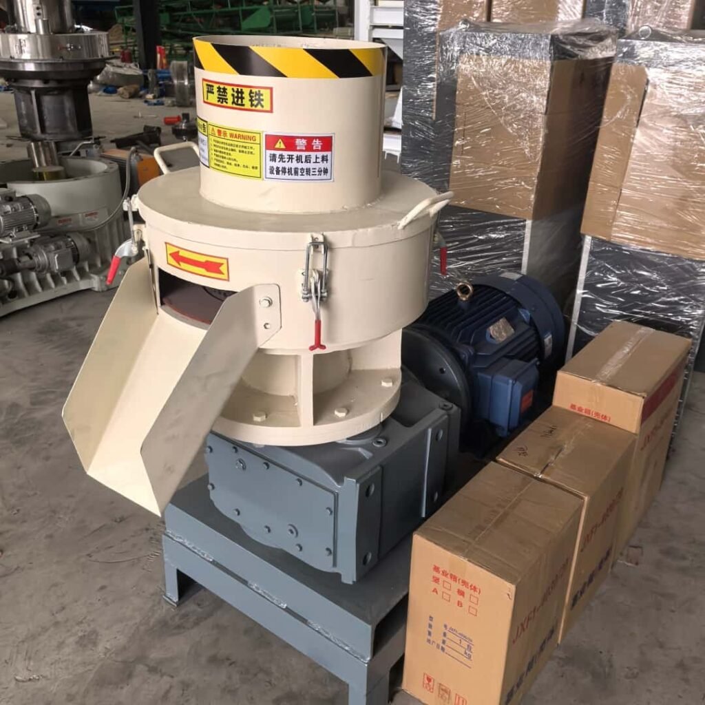 New mini biomass ring‑die pellet mill in workshop, wood pellet making machine for sawdust straw