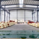 Wood processing machinery arranged in equipment display area