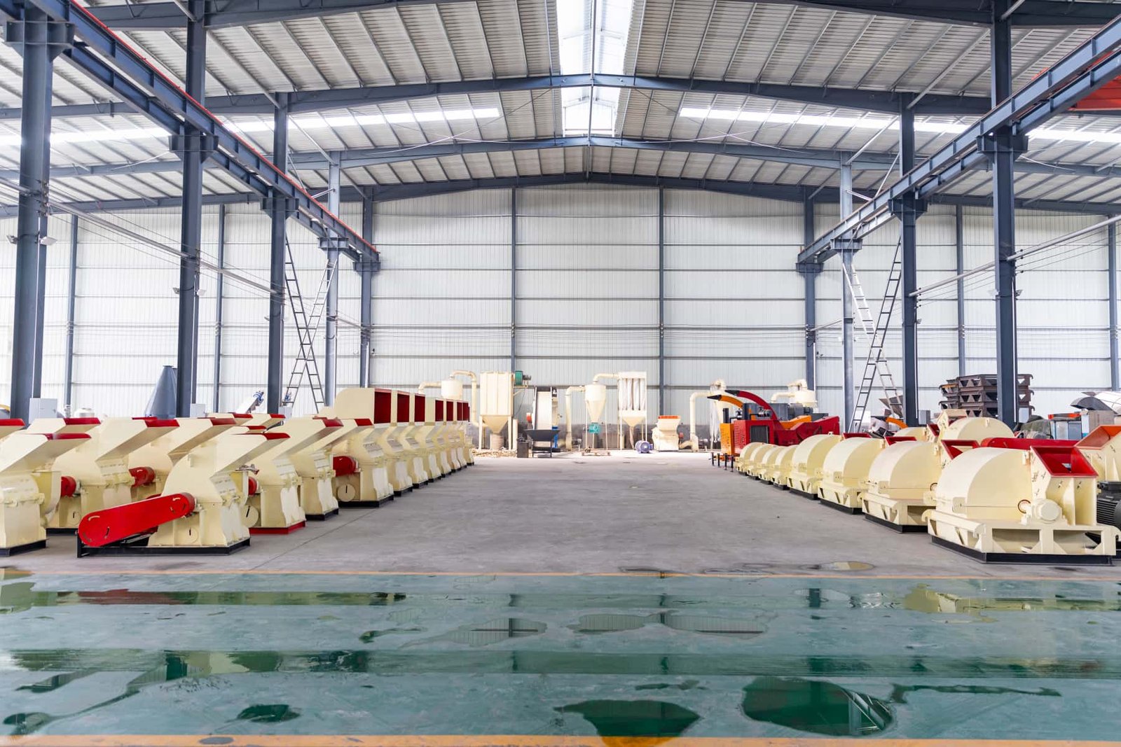 Wood processing machinery arranged in equipment display area