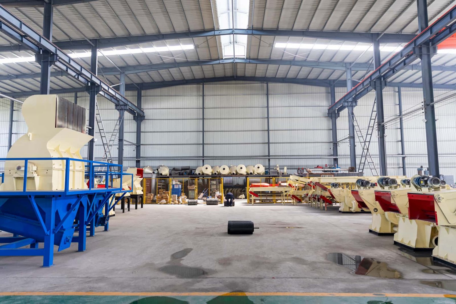 Large biomass grinder machinery showroom inside plant