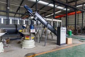 Complete biomass pellet production line layout in factory
