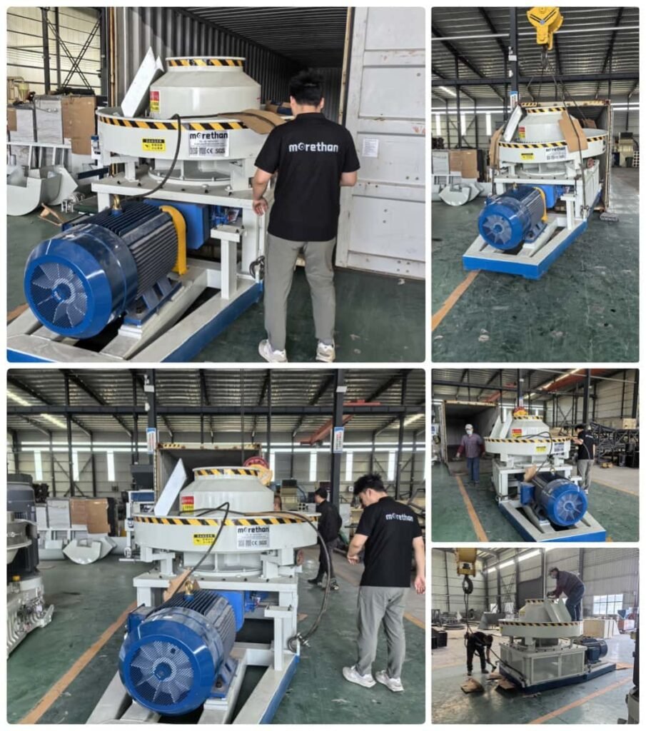 MORETHAN RDF waste processing equipment shipment photo, container loading for export RDF production plant