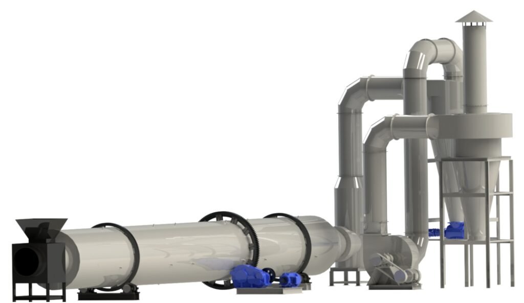 Rotary dryer internal working principle, lifting plates and hot air flow