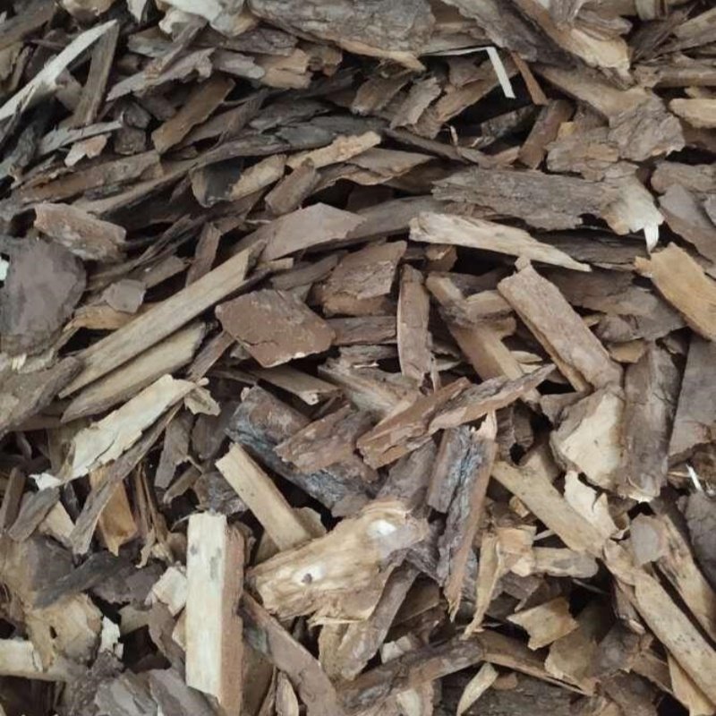 Wood chunks output after processing by wood shredder